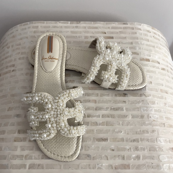 Sam Edelman Shoes - Sam Edelman Women's Ivory Pearl Slide Sandals